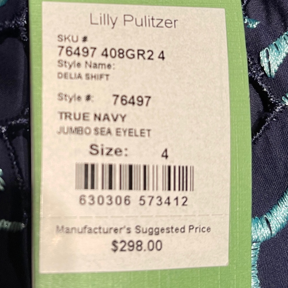 🐚Lilly Pulitzer Delia Shift Dress In Jumbo Sea Eyelet Pattern - Size 4 - NWT🐚 - Picture 7 of 7